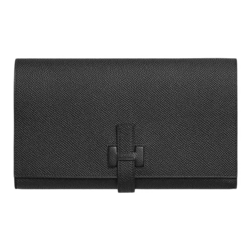 HERMES Epsom Телячья кожа Кошелек Женские 89 Черный