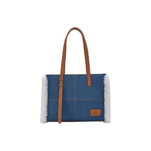 CHRISBELLA Панель Ткань Тоут Commuter Сумка Сумка Сумка через плечо Женская Джинсовый Синий Коровья замша Коричневый