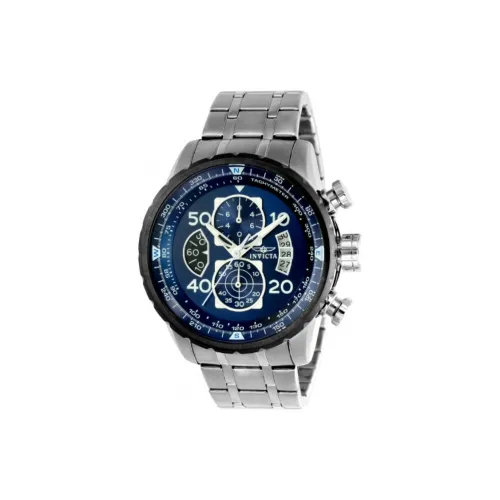 INVICTA Aviator Collection Мужские часы Кварцевый механизм Ремешок из нержавеющей стали 48 мм Синий циферблат