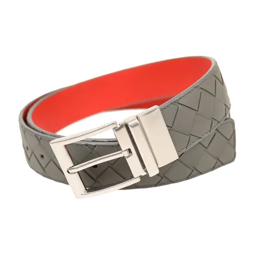 Bottega Veneta Sheepskin Leather Belts Men's Gray Width 3,5cm Bottega Veneta Овчина Кожаные ремни Мужской Серый Ширина 3,5 см