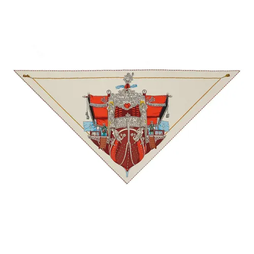 HERMES Вязаные шарфы Натуральный/Вермильон/NOISE Женские