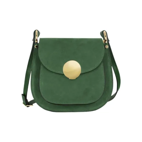 Le Parmentier Tequila Замша с Гладкой Кожей Сумка через плечо Сумка на плечо Женская Темно-зеленая