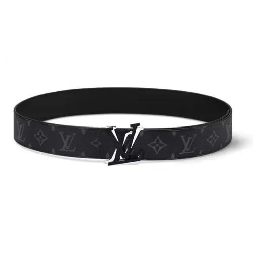 LOUIS VUITTON Телячья кожа холст с покрытием палладий черный лак кожаные ремни мужской черный ширина 4CM