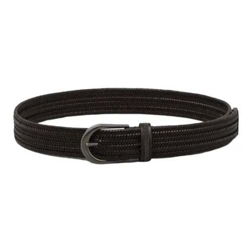 BRUNELLO CUCINELLI Ткани вязаные Шпилька Кожаные ремни Женские Коричневый Ширина 3,5CM