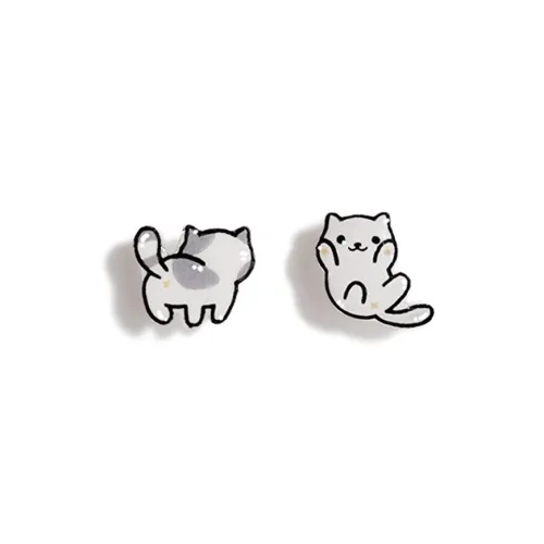 MUYAN Серебро S925 Stud Асимметричные Серьги-гвоздики с Котенком для Женщин