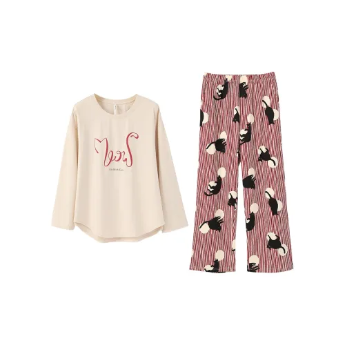 Aannsfam Pajama Комплект Женский Абрикосовый Серый