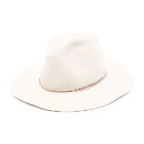 Borsalino Шапки и кепки из телячьей кожи женские светло-бежевые