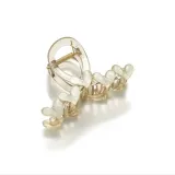 Мятно-зеленое сердце, прозрачный, средний размер, заколка-краб