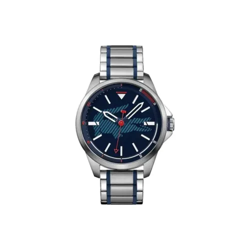 LACOSTE CLIQUE LEATHER Collection Мужские часы Кварцевый механизм Стальной ремешок 46 мм Синий циферблат