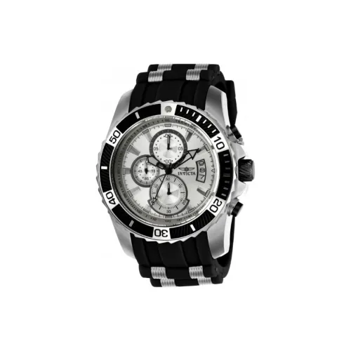 INVICTA Pro Diver Collection Мужские часы Кварцевый механизм Силиконовый ремешок из нержавеющей стали 45 мм Серебристый циферблат
