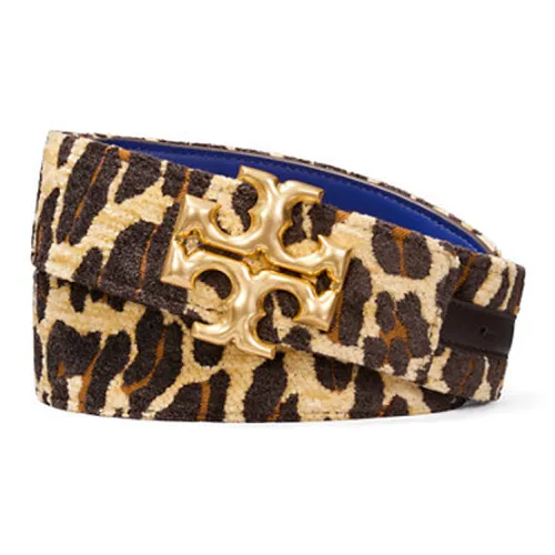 TORY BURCH Жаккардовая ткань из кожи плавная застежка кожа ремни унисекс коричневый ширина 3,8 см