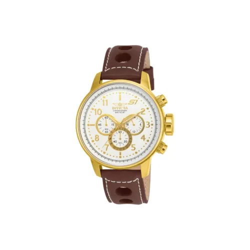 INVICTA S1 Rally Collection Мужские часы Кварцевый механизм Кожаный ремешок 48 мм Белый циферблат