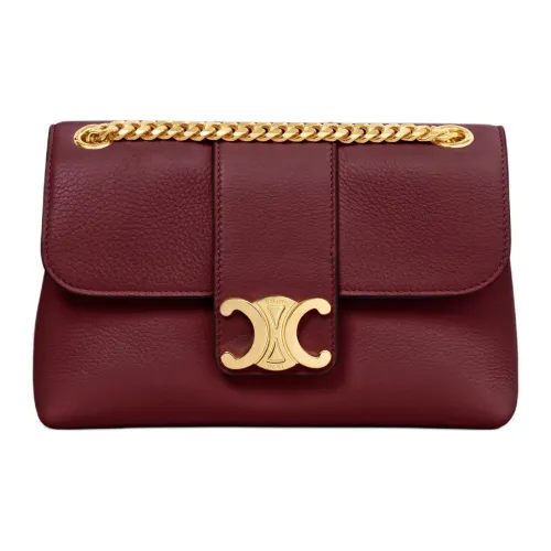 CELINE Teen Victoire Мягкая Телячья Кожа Сумка через плечо Женская Светлая Бургунди