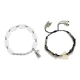 Браслет нефритового белого цвета + браслет с черной бабочкой