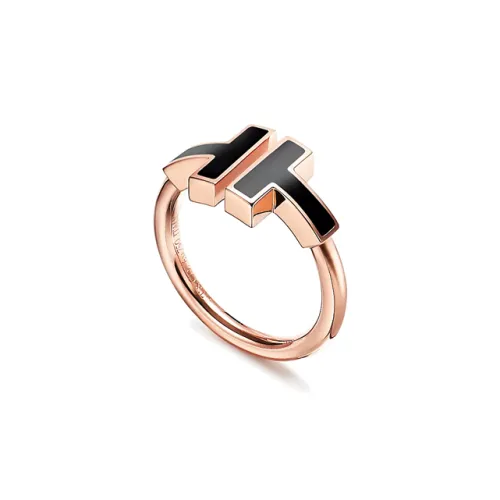 TIFFANY CO. Onyx 18K Rose Gold Rings Women's