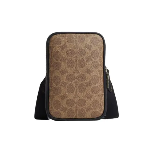 COACH Stanton ПВХ с кожей через плечо мини мужская темный хаки