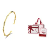 Браслет из бамбука с текстурой [Желтый] + [Подарочная коробка в форме сердца "Любовь"]