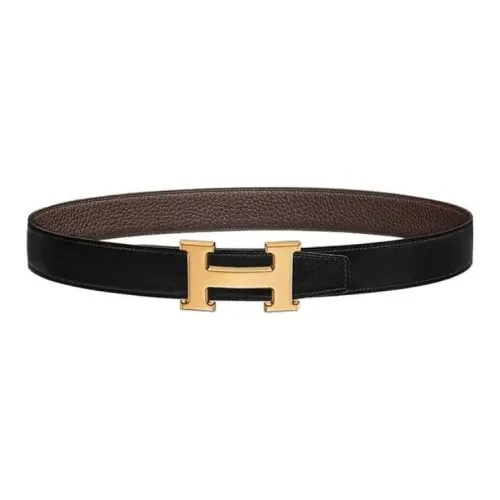 HERMES Кожаные ремни Мужской Черный Ширина 3,2CM