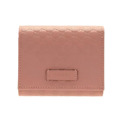 GUCCI Кожаный держатель для карт и кошелек женский розовый