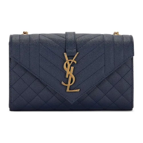 SAINT LAURENT Рельефная овечья кожа сумка-конверт сумка через плечо стандартная женская синяя