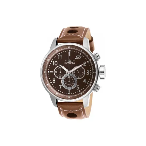 INVICTA S1 Rally Collection Мужские часы Кварцевый механизм Кожаный ремешок 48 мм Коричневый циферблат Часы