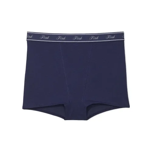 Victoria's Secret Розовый логотип Микро High Обхват талии Boyshort Panty Полуночный синий Нижнее белье Женские 1 шт Полночь Морской
