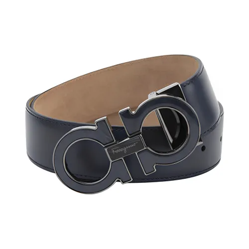 FERRAGAMO Повседневный Минималистский стиль Плавный замок Ремень Мужской Синий Ширина 3,5 см