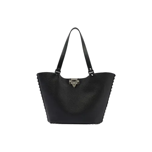 Valentino Телячья кожа Тоут Сумка Сумка для покупок Сумка Сумка через плечо Женская Черная