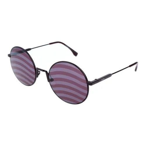 FENDI Пластиковая оправа Круглые Солнцезащитные очки Женские Черные