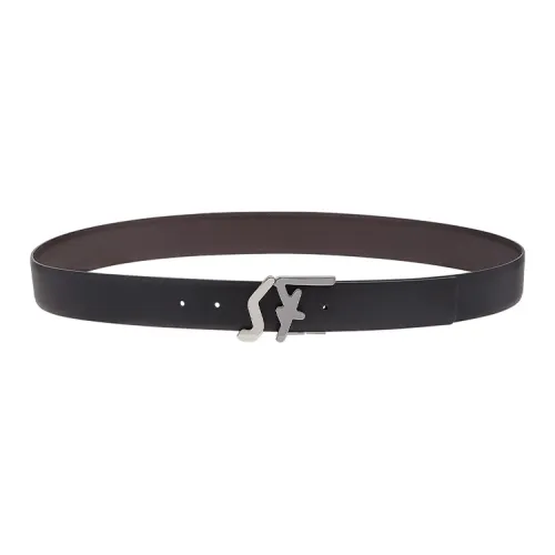 FERRAGAMO Телячья кожа Кожаные ремни Мужской Черный Ширина 3,5 см