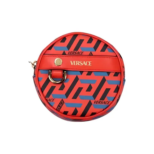 VERSACE La Greca Кожаный клатч для карт кошелек для монет женский красный синий