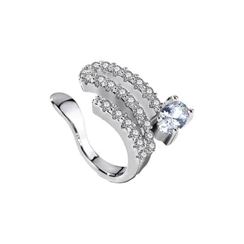 CAROMAY Искусственный циркон Нижняя заколка Серьги On Женские Серебряные