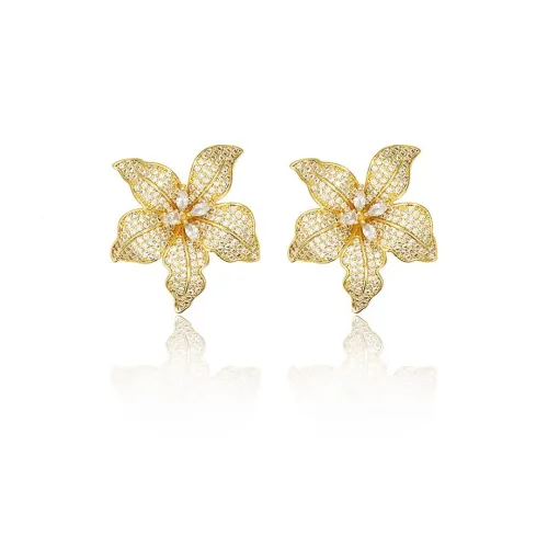 Exhibition Циркон Медные Серьги-гвоздики Женские