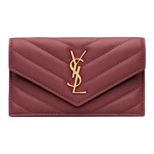 SAINT LAURENT Cassandre Телячья кожа Держатель для карт Женские Мерло Красный