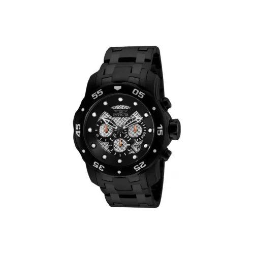 INVICTA Pro Diver Collection Мужские часы Кварцевый механизм Ремешок из нержавеющей стали 48 мм Черный циферблат