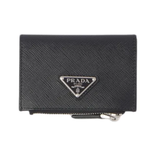 PRADA Saffiano кожа держатель для карт кошелек мужской черный