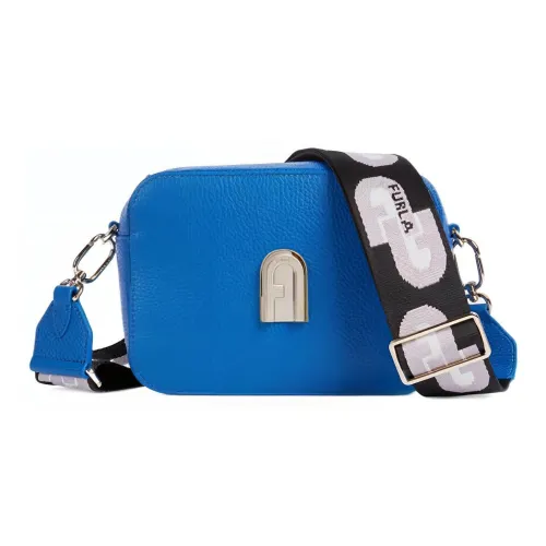 Furla Sleek Collection Рельеф Телячья Кожа Сумка через плечо Мини Женская Синяя