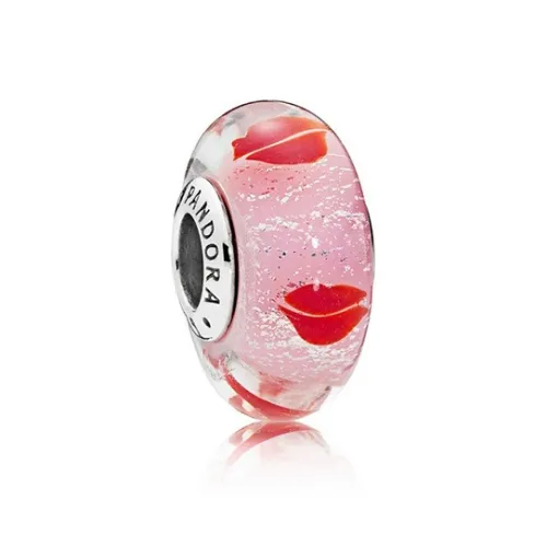 Pandora, стерлинговое серебро 925 пробы, стекло, ювелирные аксессуары, розовый, унисекс