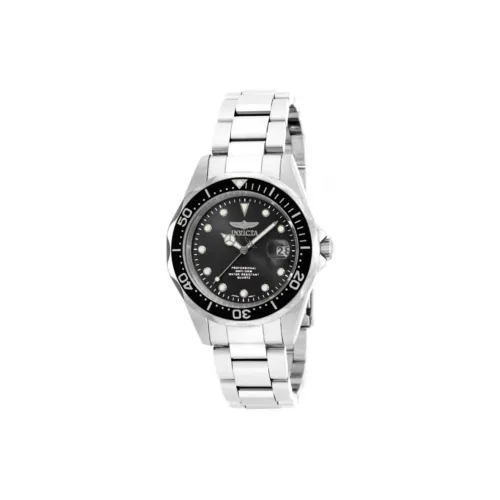 INVICTA Pro Diver Collection Мужские часы Кварцевый механизм Ремешок из нержавеющей стали 37,5 мм Черный циферблат