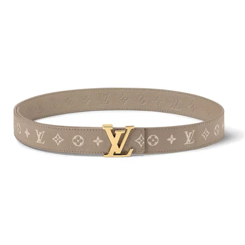 LOUIS VUITTON Логотип бренда Кожаные ремни Женские Бежевый Ширина 3 см