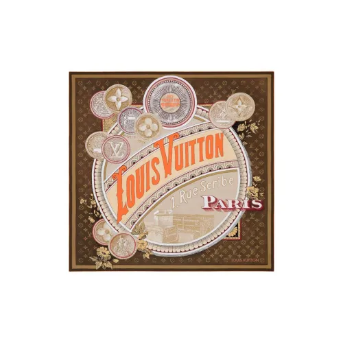 LOUIS VUITTON Шарфы из шелка Mulberry Женские Темно-коричневый