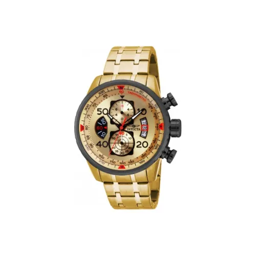 INVICTA Aviator Collection Мужские часы Кварцевый механизм Ремешок из нержавеющей стали 48 мм Золотистый циферблат