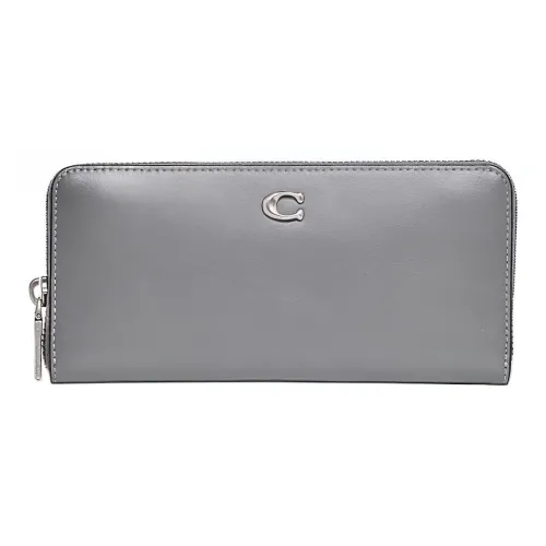 COACH Accordion Zip Телячья кожа Аккордеонная сумка Кошелек Маленький Женские Серый