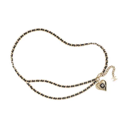 CHANEL Металл, Овчина, Смола Цепи для талии Золотой/черный Женские
