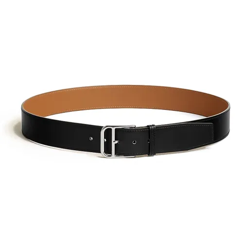 HERMES Romain Телячья кожа Кожаные ремни Мужской Черный Ширина 3,5CM