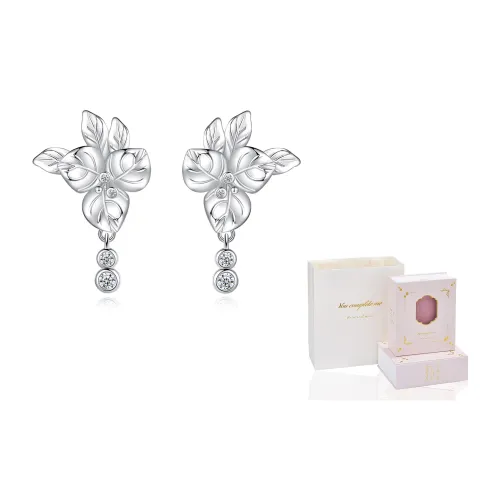 CLARKIA FLOWER Серьги-гвоздики из меди с белой K-покрытием женские