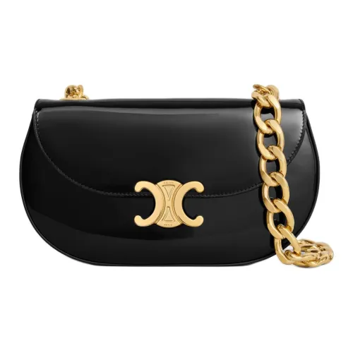 CELINE Besace Talulah Лакированная отделка Коровья кожа Сумка через плечо Женская Черная