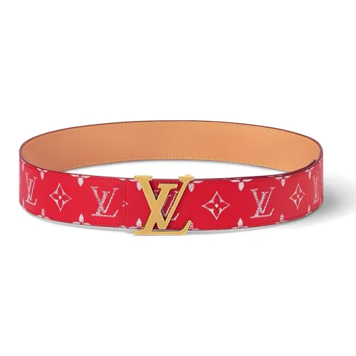 LOUIS VUITTON Кожаные ремни Мужской Красный Ширина 4CM