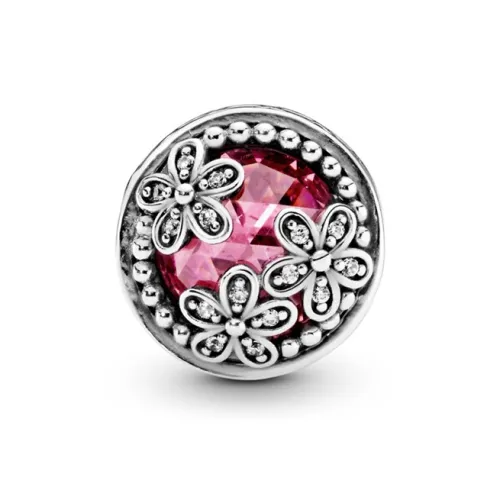 Pandora Sterling Silver 925 пробы, Синтетический кубический цирконий, Ювелирные аксессуары, Серебряный, Розовый, Женские