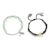 Браслет изумрудно-зеленого цвета + браслет с черной бабочкой